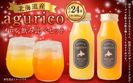 agurico メロン飲み比べセット180ml×24本 計4.32L 2種 メロンジュース ジュース キングメルティー フルーツ 果物 北海道 浦臼町