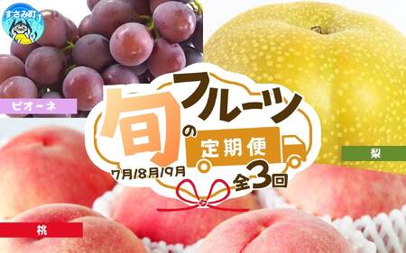 定期便【全3回/7・8・9月】紀州和歌山旬のフルーツ定期便 (桃・梨・ピオーネ)【tkb424】