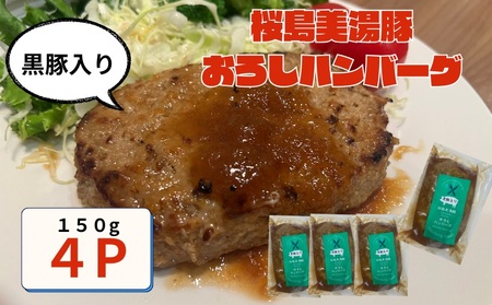 W-0402／鹿児島県産 桜島美湯豚　おろしソース ハンバーグ 150g×4個