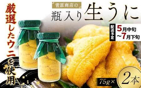 【発祥の地】【牛乳瓶入り生うに】【2026年5月中旬以降発送 】菅原商店 生うに 75g×2本 国産 三陸山田 岩手県 山田町 三陸 旬 うに 牛乳瓶 無添加 ウニ 雲丹 うに丼 無添加ウニ キタムラサキウニ 特選 ミョウバン不使用 YD-922