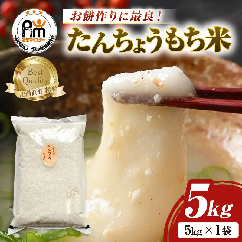 【令和7年産】たんちょうもち米 5kg 精米 ≪希少！お餅作りに最良≫ ／ 餅 タンチョウ 餅つき 丸餅 柏餅 [aw064-a021]