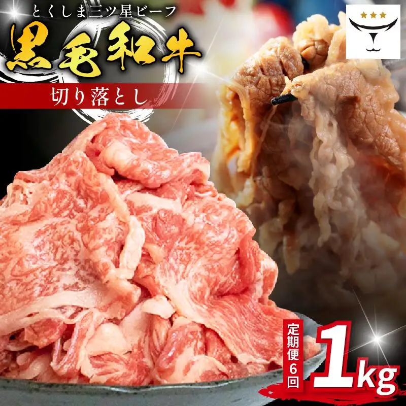 牛肉 切り落とし 定期便 1kg 6回 黒毛和牛