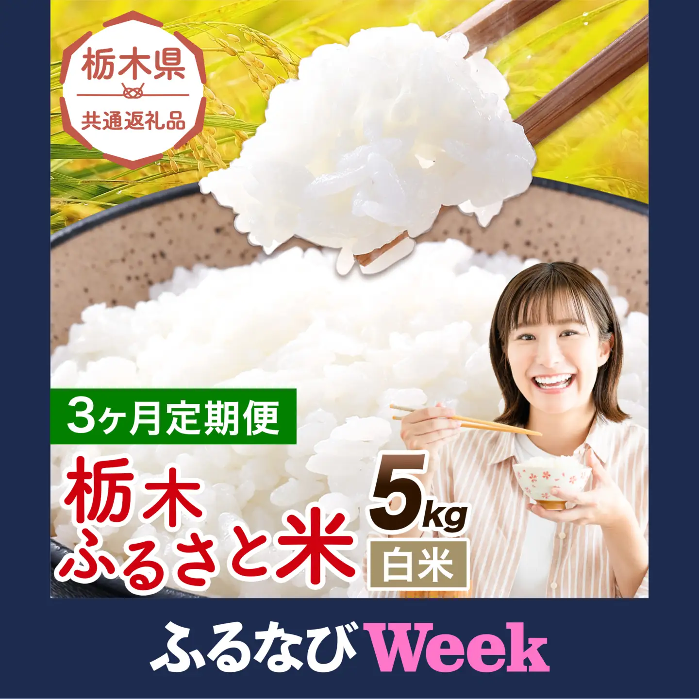 【ふるなびWEEK対象】【3ヶ月定期便】栃木 ふるさと米 白米 5kg《お申込み翌月から出荷》おこめ【栃木県共通返礼品】
