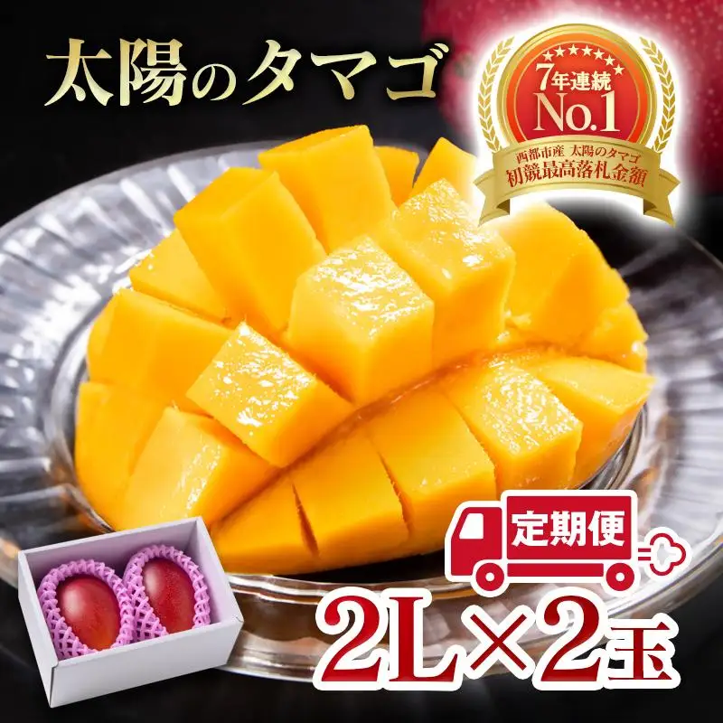 【3カ月定期便】先行予約　最高級ブランド『太陽のタマゴ』2L×2個×3回【糖度15度以上】宮崎県西都市産完熟マンゴー＜68-5a＞宮崎マンゴー 果物 フルーツ 甘い