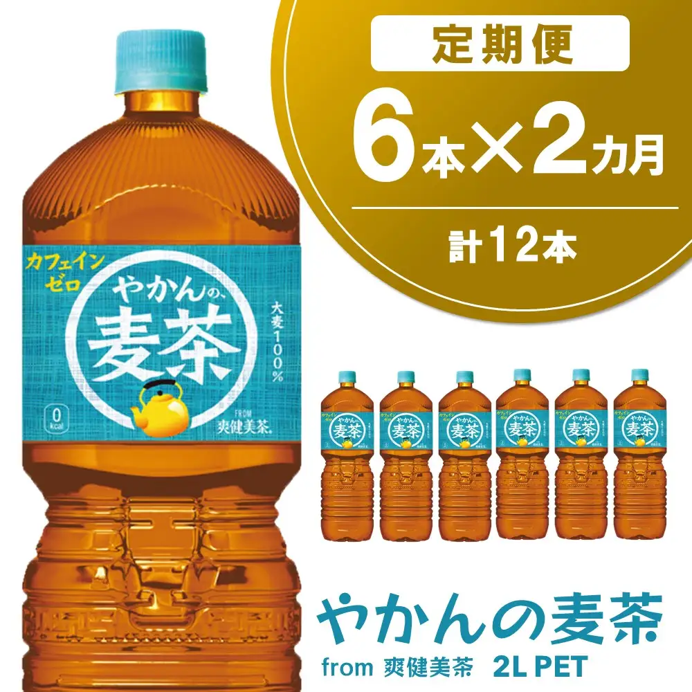 【2か月定期便】やかんの麦茶 from 爽健美茶 PET 2L (6本×2回) K090477