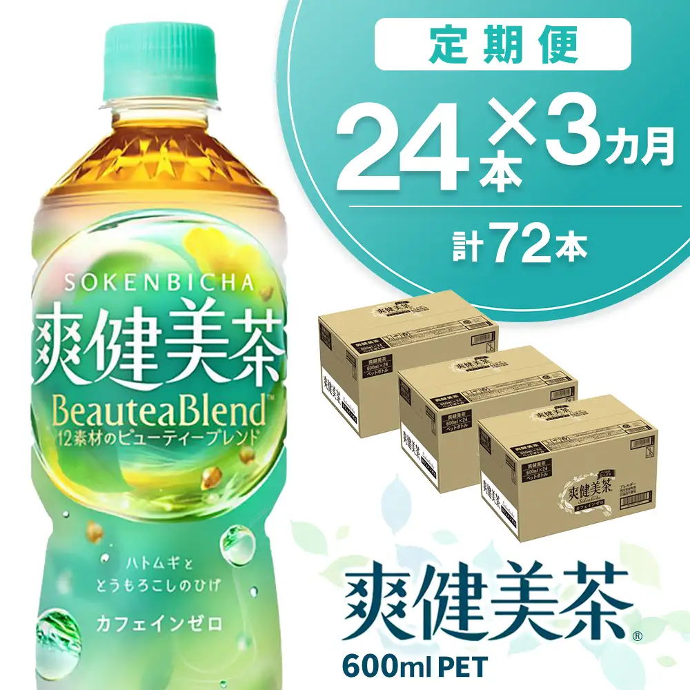 【3カ月定期便】爽健美茶 600mlPET×24本(合計3ケース) K090524