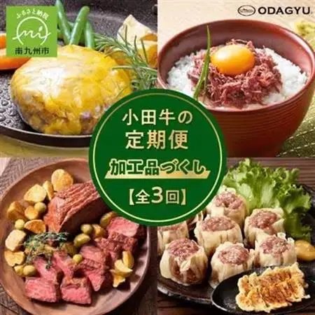 【毎月定期便】「小田牛」定期便～加工品づくし～全3回【配送不可地域：離島】【4082153】