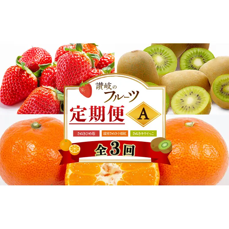 讃岐のフルーツ3回定期便【A】【さぬきひめ苺】【温室さぬき小原紅(紅みかん) 】【さぬきキウイっこ】