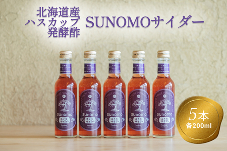 北海道産 ハスカップ 発酵酢 SUNOMO サイダー ストレートタイプ 計 1000ml （ 200ml × 5本 ） 飲むお酢 果実酢 フルーツ ビネガー
