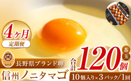 【４ヵ月定期配送】信州ノニタマゴ　茶玉３０個 