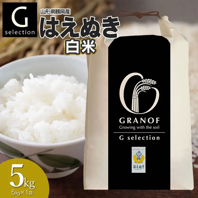 【令和7年産】Gセレクション はえぬき 白米 5kg(5kg×1) 山形県鶴岡市産　株式会社グラノフ