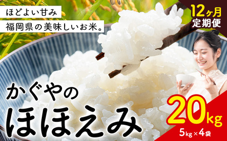 【12ヶ月定期便】米 かぐやのほほえみ 20kg 白米 《お申込み月の翌月から出荷開始》 福岡県 小竹町 お米 ブレンド米 国産