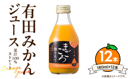 ZE6463_【まごころ搾りたて】有田みかん100%ジュース 180ml×12本