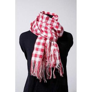 糸から日本製、旧式織機でかたこと織り上げたサラッと涼やかラミーコットンストール（レッド）