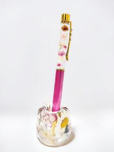 【Art grace】クリスタルハーバリウムボールペン(ローズピンク)＆ハーバリウムペン立て(ピンク)セット