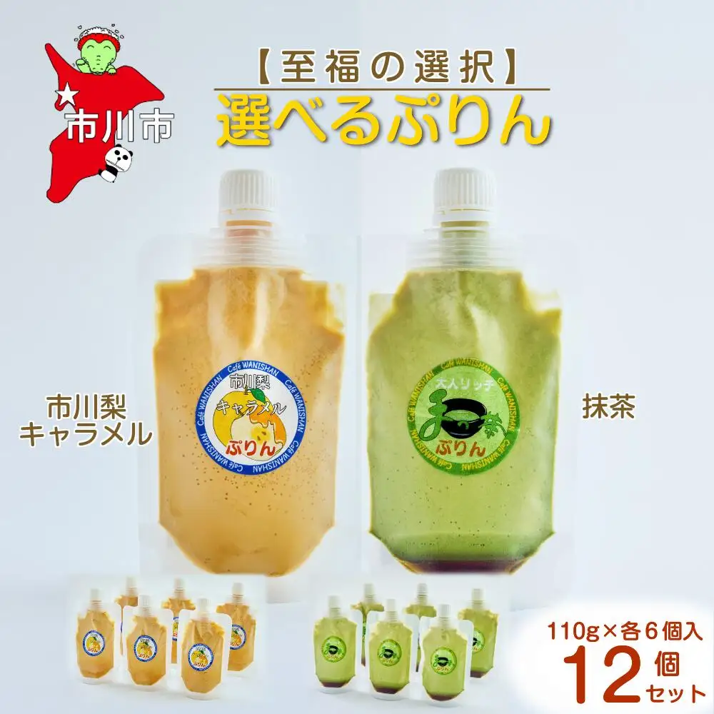 【至福の選択】選べる12個セット（市川梨キャラメル×抹茶）ぷりん　【12203-0348】