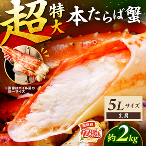 【2肩約2kgの極太5Lサイズ】一番人気！ 本たらば蟹 生肩 約2kg【ふるさと納税3.0】【087B-037】