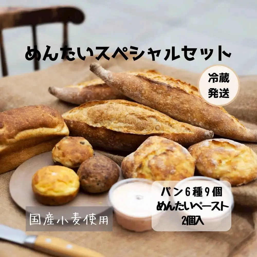 【福岡市】行列店 パンストック めんたいスペシャルセット（パン6種9個、めんたいペースト2個セット） | 福岡市 パン めんたい フランス ご当地グルメ バゲット おいしい 朝食 ギフト 贈り物 ベーカリー ぱん 国産小麦 パンセット 人気店 有名店