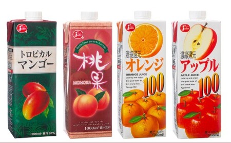 厳選！ 大人気 果実飲料 セット 計8本 （トロピカルマンゴー 1L × 2本 ／ 桃果 1L × 2本 ／ オレンジ100 1L × 2本 ／ アップル100 1L × 2本） ／ フルーツ飲料 フルーツジュース ジュース 果物 マンゴー まんごー モモ もも 桃 オレンジ おれんじ みかん りんご JA熊本果実連 紙パック 飲料類 熊本県 熊本市 常温 