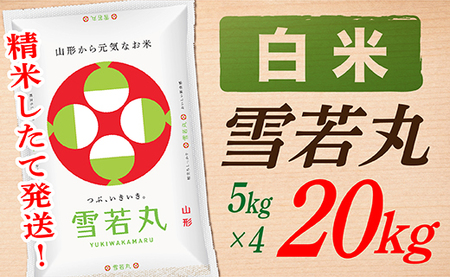 【令和7年産】【白米】山形県産雪若丸20kg