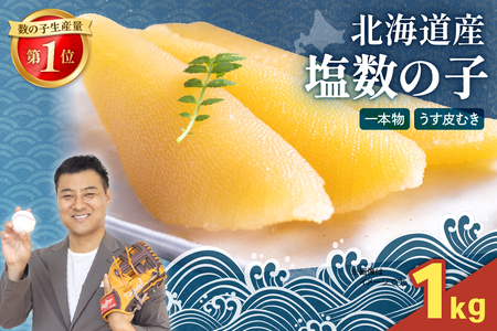 北海道産 塩数の子（うす皮むき）500g　1本物　お正月　人気　魚卵　高級　 おつまみ ご飯のお供 惣菜 おかず 珍味 海鮮 海産物 海の幸 魚介 魚介類 魚卵 加工品 北海道産 かずのこ カズノコ 塩カズノコ 株式会社やまか おせち R001-088