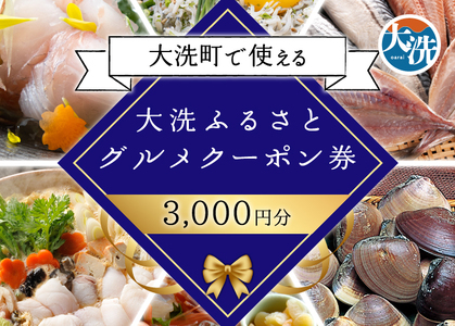 大洗ふるさとグルメクーポン券 3000円分 大洗町 クーポン券 食事券 茨城_AX015