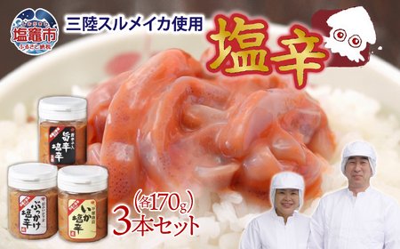 【塩辛】三陸産スルメイカ いか塩辛3本セット