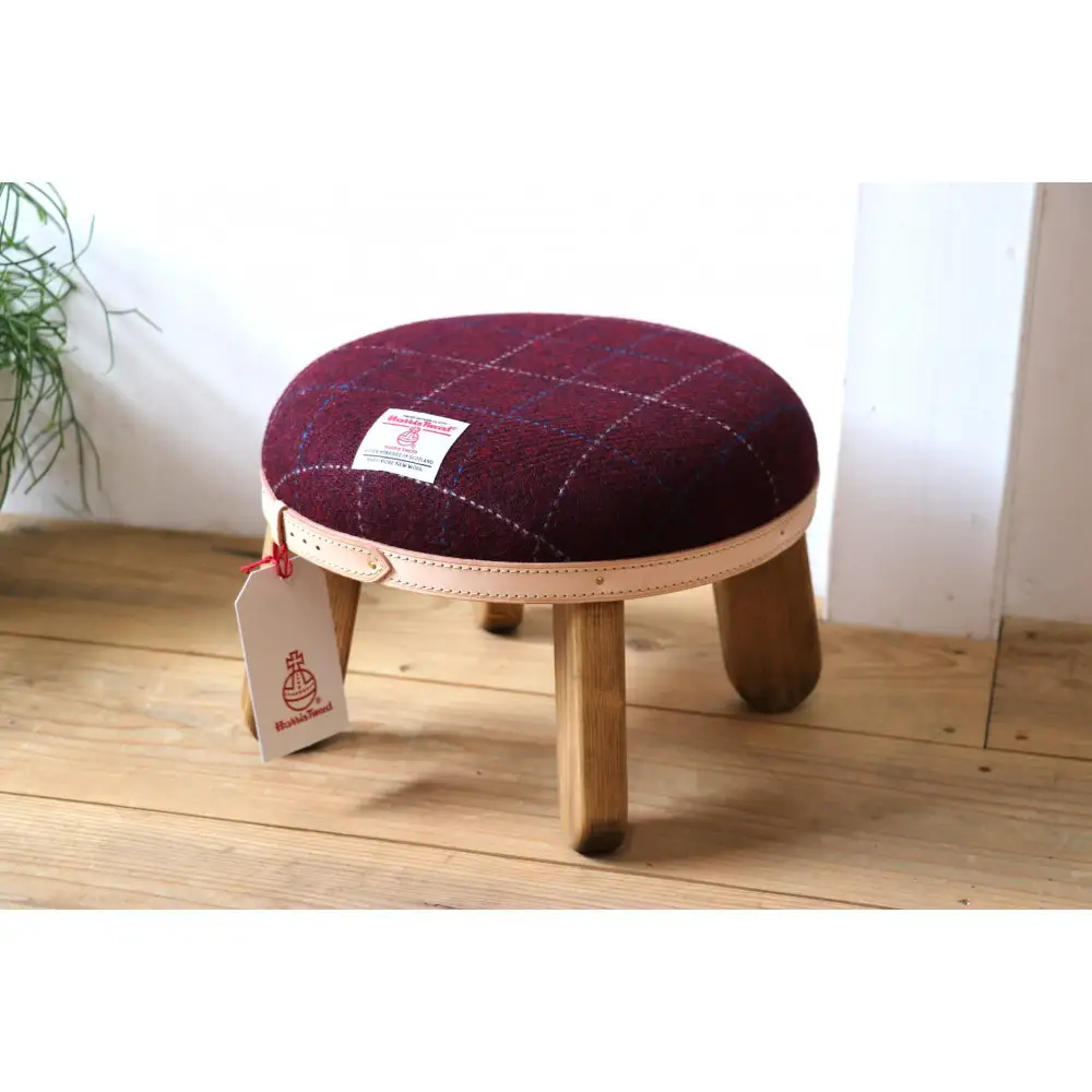 まぁるいスツール【ボルドー】 子供 椅子イスキッズ HARRIS TWEED（ハリスツイード