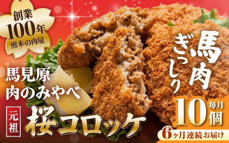 【全6回定期便】熊本肥育 桜コロッケ 馬肉 コロッケ 10個[AYDM015]
