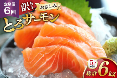 定期便 訳あり とろサーモン 刺身 5パック計1kg×6回 総計6kg 毎月 6回 定期 [たみこの海パック 宮城県 南三陸町 m304amh560078]