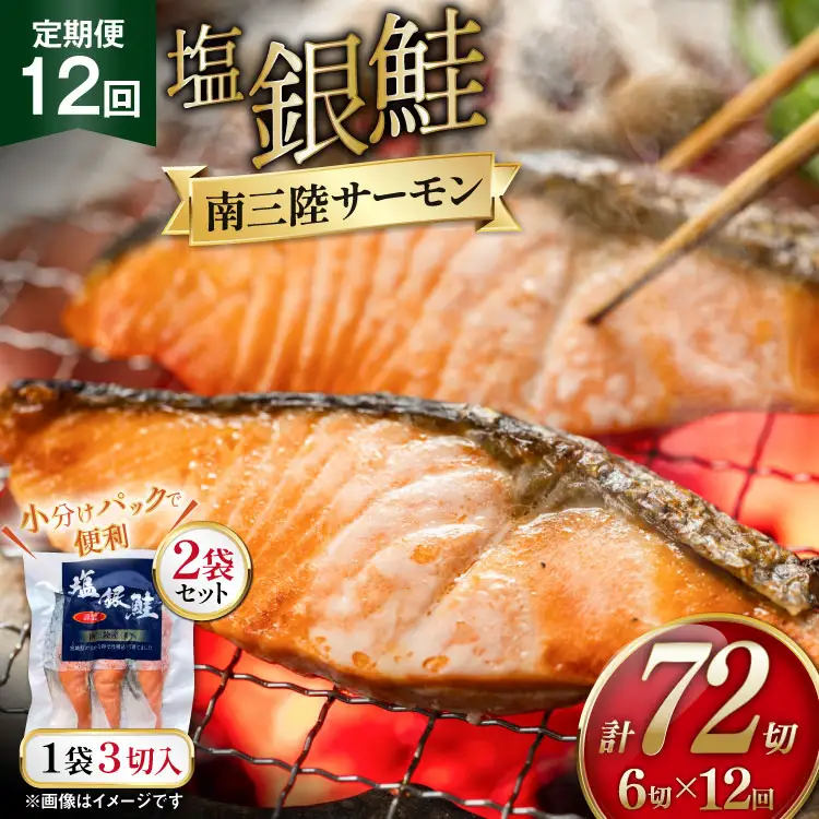 12回 定期便 塩銀鮭パック 3切×2袋×12回 総計24袋 [たみこの海パック 宮城県 南三陸町 m304amh560084]