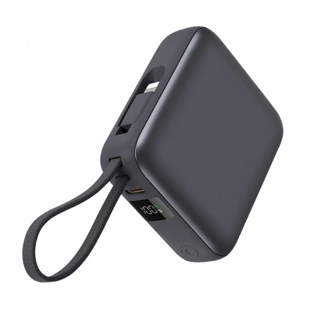 【2025年モデル】モバイルバッテリー 12000mAh 46.2Wh ＜グレー＞大容量 3台同時充電 ２本ケーブル内蔵 PD22.5W 急速充電 QC3.0 携帯充電器 防災電源 iPhone16充電 USB-A / Type-C / iPhone 出力 Type-C入力 高品質 コンパクト 防災グッズ PSE認証 【PL保険加入済み製品・安心】
