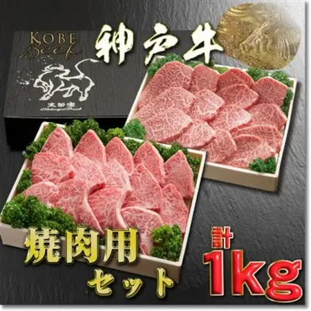 神戸牛 焼肉用セット 計1Kg YBYS5【配送不可地域：離島】【1682003】