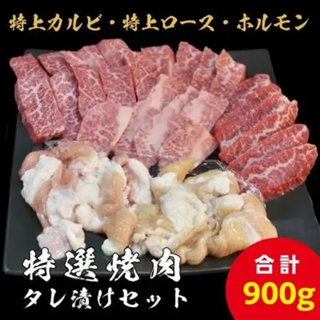 【特上ロース＆特上カルビ/ホルモン】特選焼肉たれ漬けセット 計900g【配送不可地域：離島】【1683013】