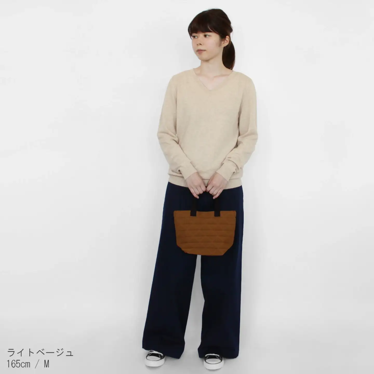 カシミヤVネックセーター ライトベージュ M | カシミヤ ニット セーター