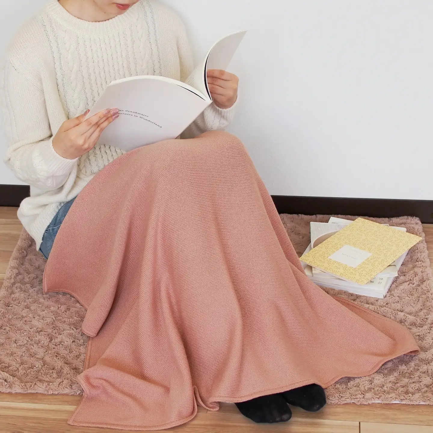 カシミヤブランケット ひざ掛け (ピンクベージュ) | カシミヤ ニット
