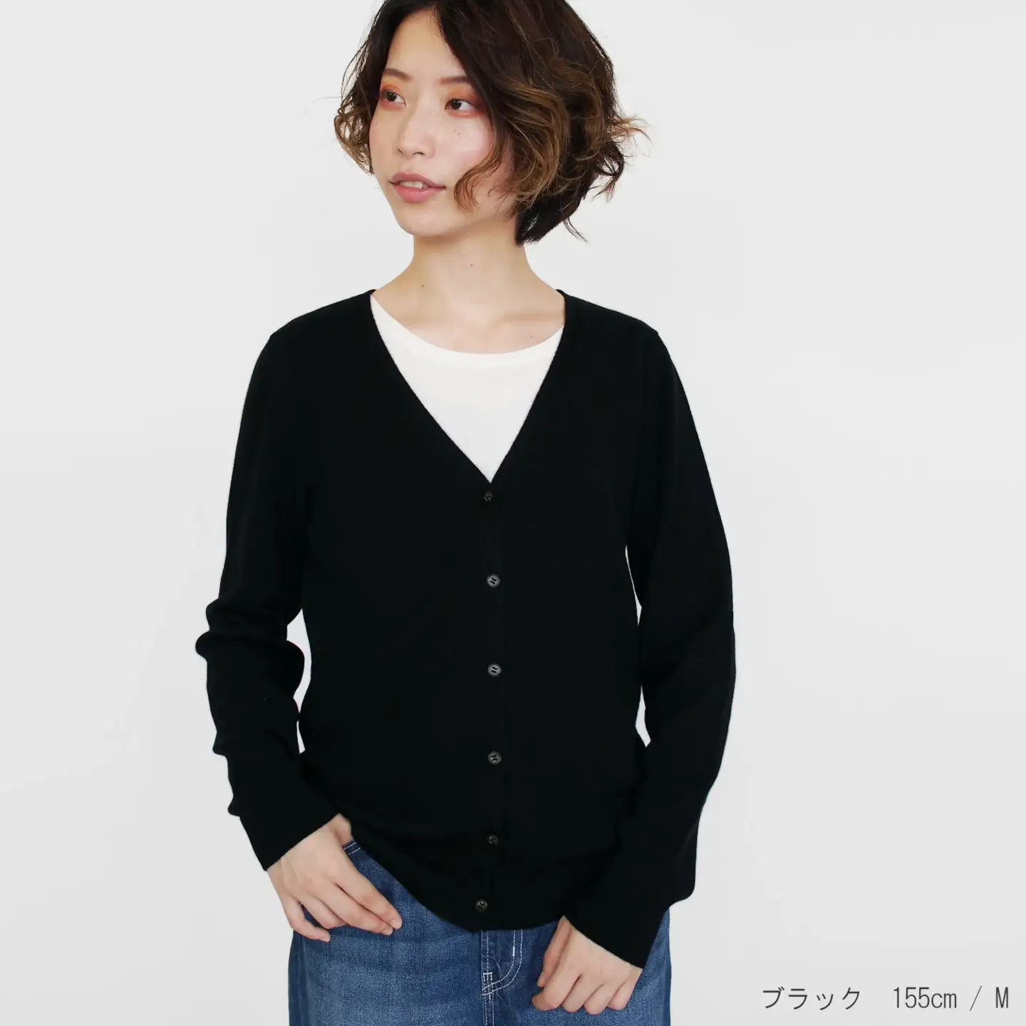 カシミヤニット Vネックカーディガン ( ブラック・L ) レディース