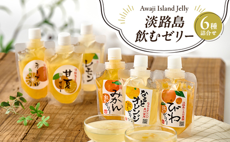 淡路島 飲むゼリー 6種 詰め合わせ 1個140g ゼリー ゼリー飲料 果物ゼリー 果物 フルーツ みかん オレンジ 鳴門オレンジ びわ レモン ネーブル 甘夏 パウチ スパウトパウチ おやつ 淡路島 洲本市
