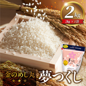 金のめし丸夢つくし　22017　2kg（1袋）　令和7年産 _ 2kg × 1袋 国産 米 福岡県産米 白米 精米 お米 夢つくし オリジナル米 金のめし丸 おいしい ツヤツヤ もちもち ほのかな甘み ご飯 おにぎり 食品 ライス 常温 九州 福岡県 久留米市 お取り寄せ 送料無料  〔Gr076〕