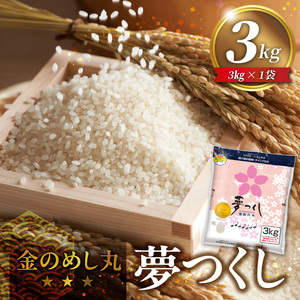金のめし丸夢つくし　36194　3kg（1袋）　令和7年産 _ 3kg × 1袋 国産 米 福岡県産米 白米 精米 お米 夢つくし オリジナル米 金のめし丸 おいしい ツヤツヤ もちもち ほのかな甘み ご飯 おにぎり 食品 ライス 常温 九州 福岡県 久留米市 お取り寄せ 送料無料  〔Gr077〕