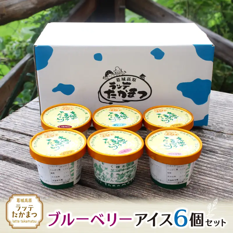 ラッテたかまつ ブルーベリーアイス6個セット ／葛城 高原 牧場 ラッテのアイス【latt017】