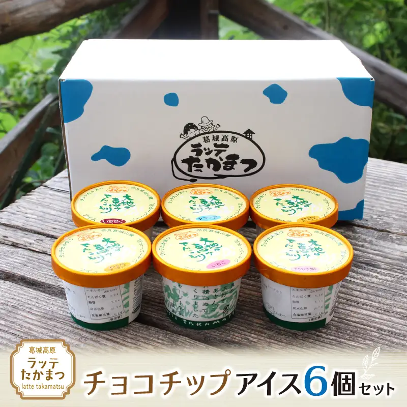ラッテたかまつ チョコチップアイス6個セット ／葛城 高原 牧場 ラッテのアイス【latt020】