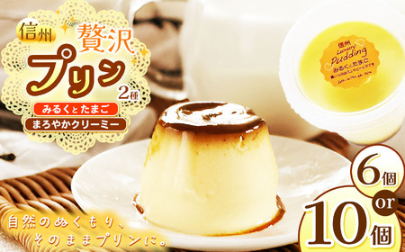 信州ぜいたくプリン定番２種(みるくとたまご5個、まろやかクリーミー5個)10個セット 