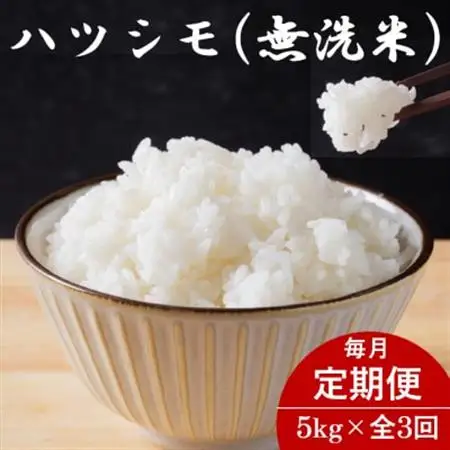 【毎月定期便】岐阜県産ハツシモ(無洗米) 5kg全3回【配送不可地域：離島】【4076367】