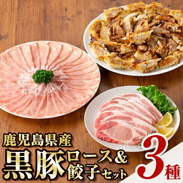 【B06001】鹿児島県産黒豚ロース＆餃子セット 鹿児島県 国産 九州産 黒豚 豚肉 ポーク ロース とんかつ しゃぶしゃぶ 餃子 ギョーザ ぎょうざ バラエティ セット 詰め合わせ 鹿児島 ギフト 贈答【あかつき産業株式会社】