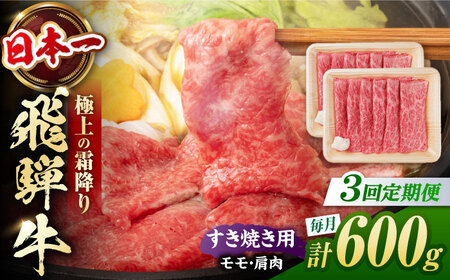 【3回定期便】飛騨牛 すき焼き用赤身 600g 白川町 / 浅井商店[AWBJ024] 飛騨牛