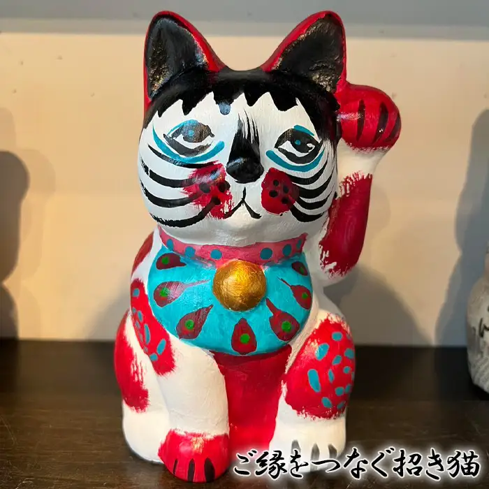 ご縁をつなぐ招き猫 ／ 工芸品 手作り 和紙 山口県 No.172