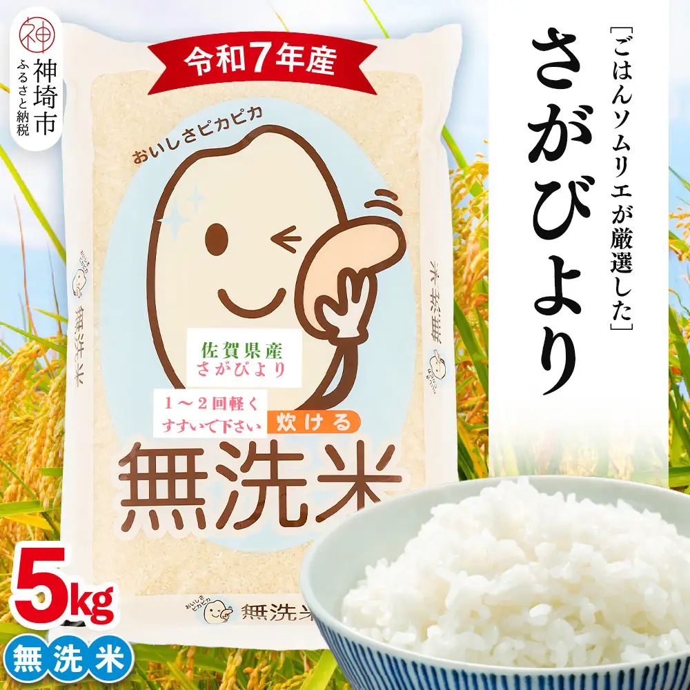 【令和7年産】ごはんソムリエが厳選 無洗米 さがびより 5kg(H063159)