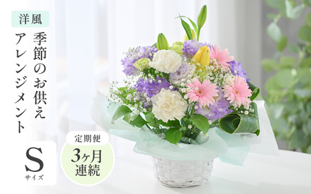 定期便 ≪3ヶ月連続お届け≫ 季節のお供えフラワーアレンジメント S【洋風】【お供え お花 フラワー アレジメント 花束 ギフト 生花 プレゼント 花束 花 お彼岸 法事】 [B-20705_01]