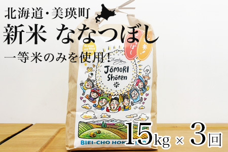 【定期便 15kg 3ヶ月 】【令和7年産】白米 ななつぼし 一等米 精米 ブランド米  定期便  [156-04]